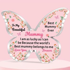 JETTOP Mummy Gifts-Best Mummy Birthday Gifts Beautiful Mummy Christmas Mothers Day Butterfly Acrylic Presents So Lucky Have a Mummy