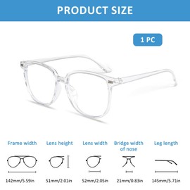 Vidacharmy Clear Blue Light Glasses for Men and Women, Blue Light Glasses with UV Blocking, Anti Fatigue, Computer Glasses with Anti Blue Light Filter with Anti-Reflective Lenses, transparent