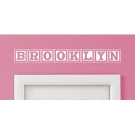 Brooklyn Baby Block Name Bedroom Closet Door - 30 Inch Wide White Wall Vinyl Decal Decorative (Brooke)