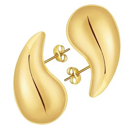 Dorzu Chunky Gold Hoop Earrings for Women,Teardrop Earrings,Hypoallergenic Gold Plated Earrings Fashion Jewelry for Women Girls