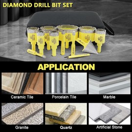 Diamond Core Drill Bits Set 12PCS - DARTOTEK Tile Hole Saw Kit (6/8/10/20/25/28/32/45/50/65mm/1-3/8/6mm for Porcelain, Ceramic Tile, Granite, Marble, Masonry
