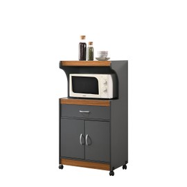 Hodedah Microwave Kitchen Cart, Grey/Oak