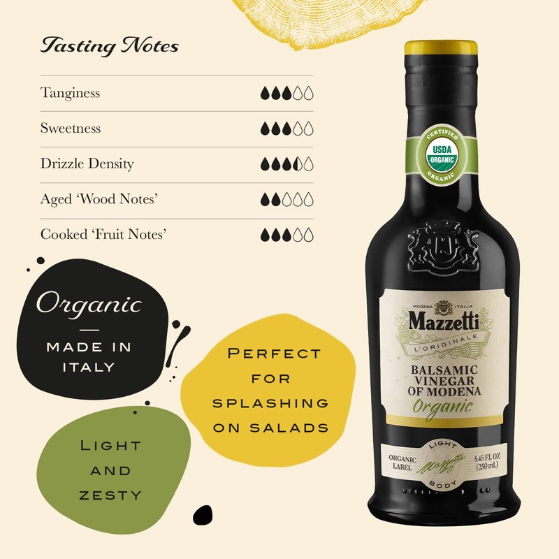 Mazzetti L'Originale Organic Balsamic Vinegar of Modena, Organic & Aged,