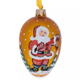 BESTPYSANKY Santa With Lantern Glass Christmas Ornament 4 Inches