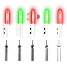 WTGID Fishing Rod tip LED Light, Fish bite Warning Light,Fishing Glow Sticks, Automatic Flashing Prompt of Fish bite Hook, Night Fishing, Fishing Light, 5 Packs with Battery