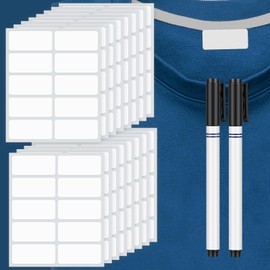 Honoson Honoson 300 Pcs Clothing Labels No Iron Fabric Labels Washable Name Tags for Nursing Homes with 2 Pcs Permanent Fabric Markers Camp School Laundry Shop Supplies(Rectangle,1.2 x 0.6 Inch)