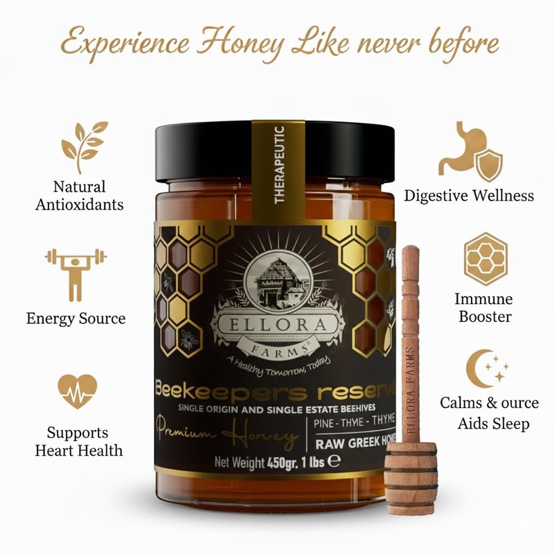 Ellora Farms Single Estate PDO Raw Greek Honey, Pine &