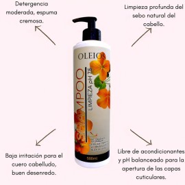 Shampoo Oleios de Limpieza Profunda con pH 7.5, para Todo Tipo de Cabello, Floral Suave, 500 mL