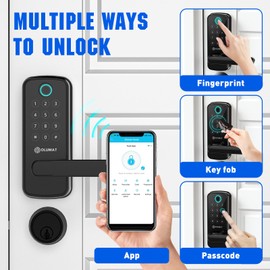 Smart Door Lock with WiFi Gateway, Keyless Entry Door Lock with Handle - Smart Locks for Front Door with Keypad - Fingerprint Door Lock with App Control - Auto Lock