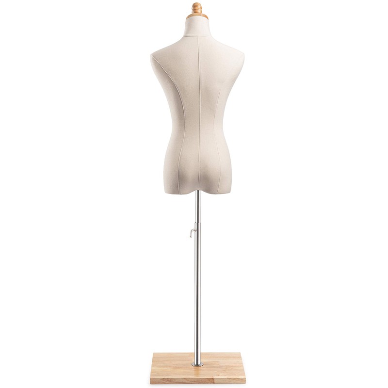 Female Display Dress Form Mannequin in Natural Canvas on Modern