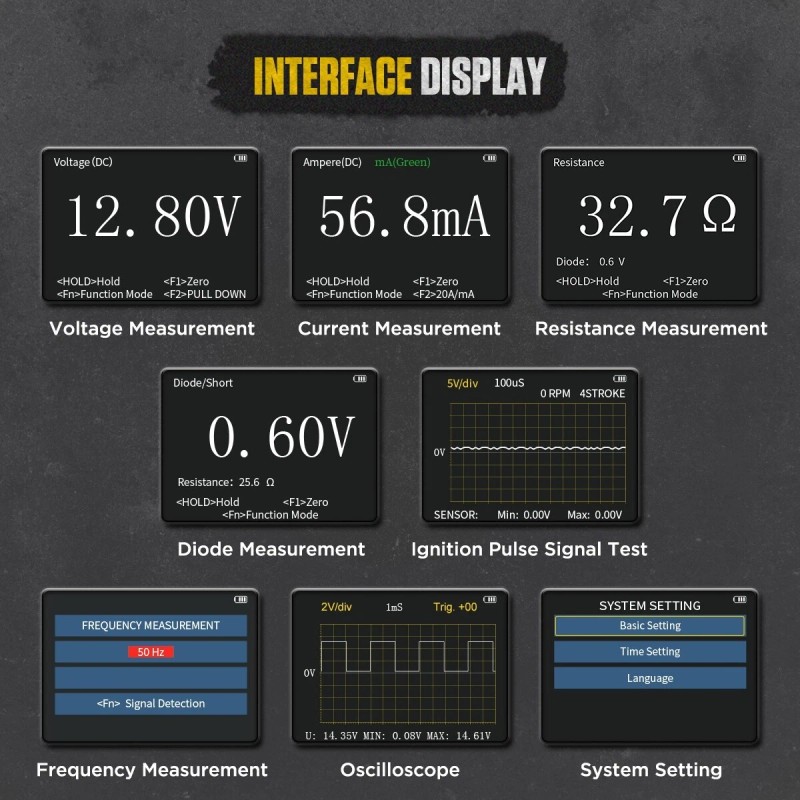 AUTOOL Automotive Multimeter Oscilloscope Digital Oscilloscope and Multimeter Combo 20A