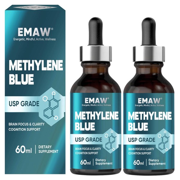 Methylene Blue Drops, 60ML USP Grade Brain Supplement for Enhanced