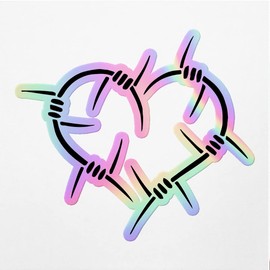 Holographic Decal Stickers of Barbwire Heart Premium Waterproof Vinyl Decal Stickers for Laptop Phone Accessory Helmet Car Window Mug Tuber Cup Door Wall Decoration ANDVER3576112HO