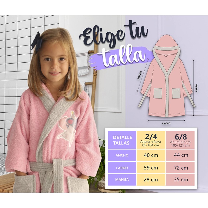 LEBENGOOD - Bathrobe for Girls, Children - 100% Cotton Oeko-Tex®