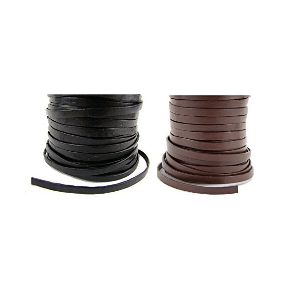 esnado Leather Cord 5 m Width 7 mm Thickness 1.5 mm Brown