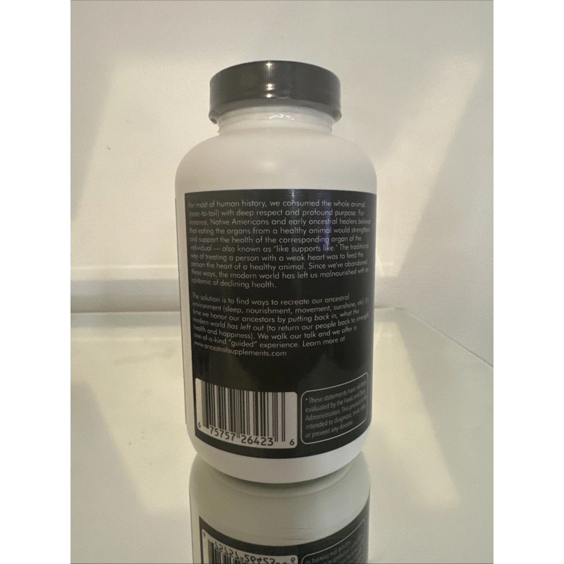 Ancestral Supplements Grass Fed Beef Organ Supplement - Non-GMO, 180