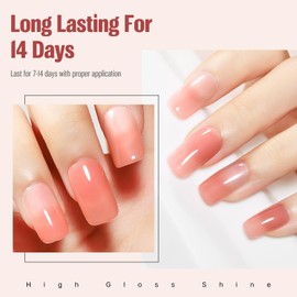 vieafenti Jelly Nail Polish Sheer Pink Quick Dry Clear Nail Polish Non-Gel Natural translucent Spring Color for Girls Women DIY Salon Manicure Nail Art 15ml