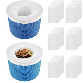 FINEVERNEK 30 Pieces Swimming Pool Skimmer Socks, Reusable Nylon Skimmer Socks, Elastic Pool Filter Socks for Traps Pollen, Leaves, Grass, Hair, Insects