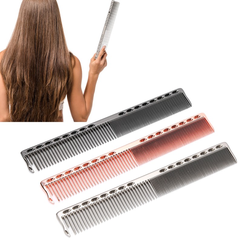 3pcs Space Aluminum Comb Set AntiStatic Wide Fine Tooth Hair
