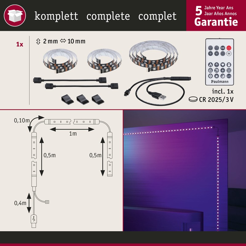 Paulmann 78880 LED Stripe USB TV Lighting 55 Inch 2