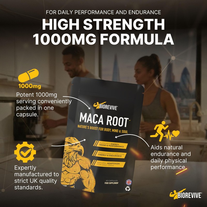 Biorevive Maca Root Capsules 1000mg, 60 Count – High Strength