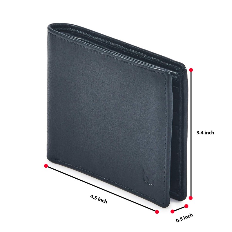 Real Leather Mens Bifold Wallet RFID Blocking Slim Minimalist Front