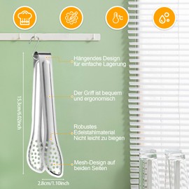 Stainless Steel Serving Tongs, 6 Inch Serving Tongs, Buffet Stainless Steel Cooking Tongs, Kitchen Tongs, Food Cooking Tongs, Meat Tongs, Kitchen Tongs, Set of 8