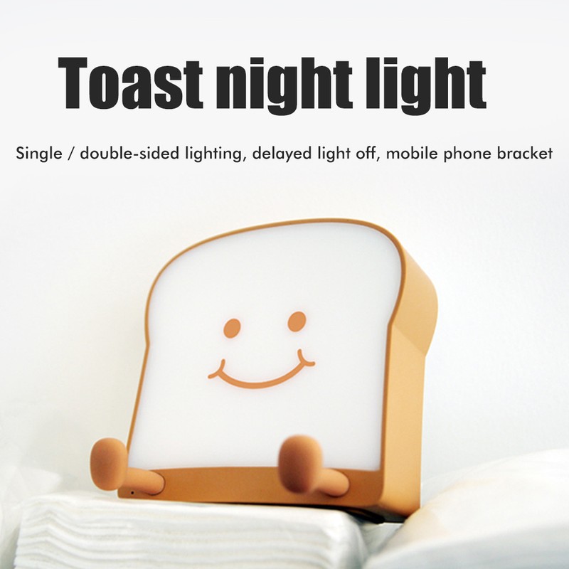 Cute Cartoon Night Light Toast Bread LED Night Lamp Rechargeable