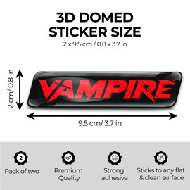 Biomar Labs 2 x 3D Gel Silikon Aufkleber Stoßstange Aufkleber Abziehbilder Emblem Tuning für Auto Motorrad Helm Fahrrad Schwarz Rot Vampire KS 112