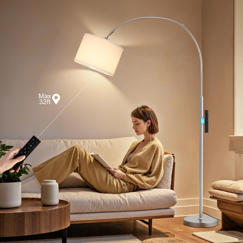 Ambimall 70" Dimmable Arc Floor Lamp with Remote, Color Temperatures