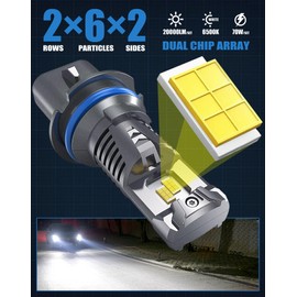 CHOPDARK 9004 HB1 Bulbs 20000Lm Bright 70W 6500K Cold White Plug and Play Fan and Thermally Conductive Copper Tube Cooling Fog Lights P29T 2pcs