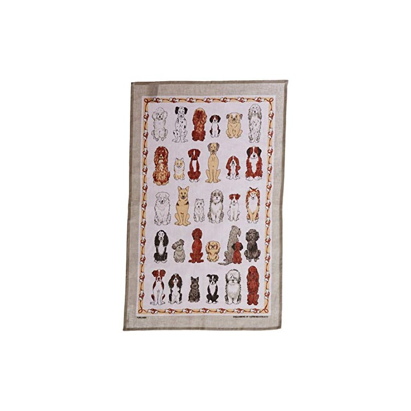 Dogs Arrived Linen Tea Towel