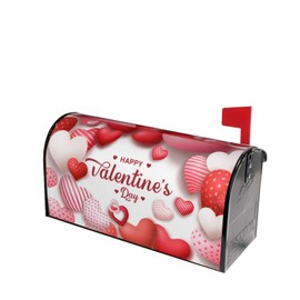 Happy Valentine Mailbox Covers MagneticRed Pink Love Heart Valentines Decorative Mailboxes Wraps Post Letter Box Cover Standard Size 18x21 Inch for Holiday Garden Yard Outdoor