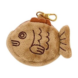 1Pc Brown Cute Plush Coin Purse Keychain, Mini Wrist Purse Bag, Japanese Creative Adjustable Soft Taiyaki Coin Pendant With Zipper Plush Pouch for Girl Women's Coin Purses and Pouches, Fish