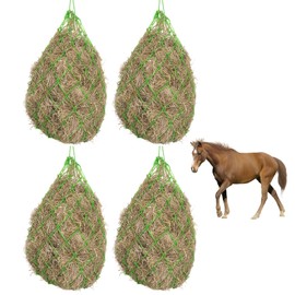 Hay Net for Horses, 4 Pieces 36 cm Hay Net, Tight Mesh, Hay Net for Horses, Tight Mesh Hay Net, Hay Net Horses, Hay Bag for Horses, Sheep, Goats, Animals (Green)