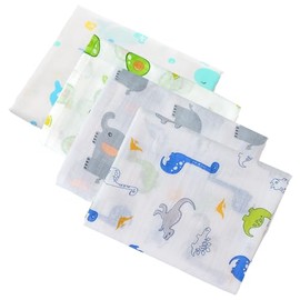 Manta Receptora para Bebé, Set de 4 Muselina de Algodón para Niño, 100% Algodón,110 x 110cm, Frazadas Protectoras de Temperatura, Mantas Hipoalergénicas, Artículos Esenciales Recién Nacidos(B)