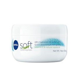 NIVEA Soft Crema Hidratante Refrescantemente Suave, Hidratante Corporal Ligero para Rostro, Cuerpo y Manos, Crema Corporal Enriquecida con Aceite de Jojoba y Vitamina E, Frasco de 16 Oz
