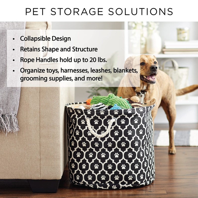 Bone Dry Pet Paw Print Collapsible Pet Storage Container Round