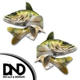Walleye - Fish Decal Fishing Tackle Box Bumper Sticker "3in SET" F-1110 D&