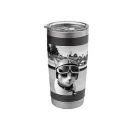 Cat Wearing a Skater Helmet On A Skateboard At The Skatepark Stainless Steel Insulated Tumbler