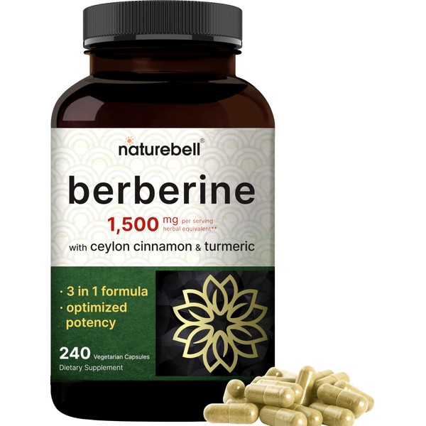 Maximum Strength Berberine Supplement – Immune & Heart Support – Plant-Based, Vegan, Non-GMO – 97% Berberine HCL Plus True Ceylon Cinnamon & Turmeric