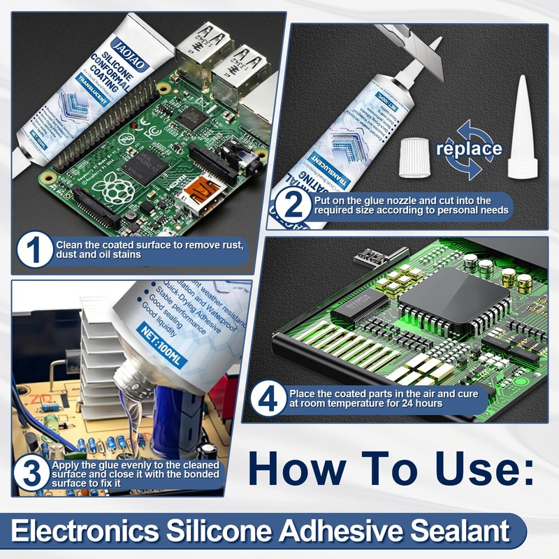 JAOJAO Conformal Coating for Electronics Silicone Adhesive Sealant Transparent Insulating