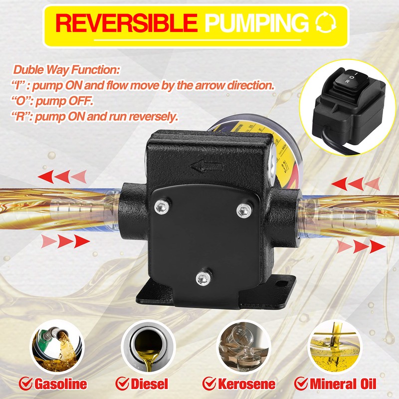 TRUPOW 12V DC Self-priming Gasoline Fuel Oil Transfer Pump with