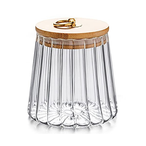 Glass Coffee Nuts Canister Airtight Storage Jar Petal Decorative Container