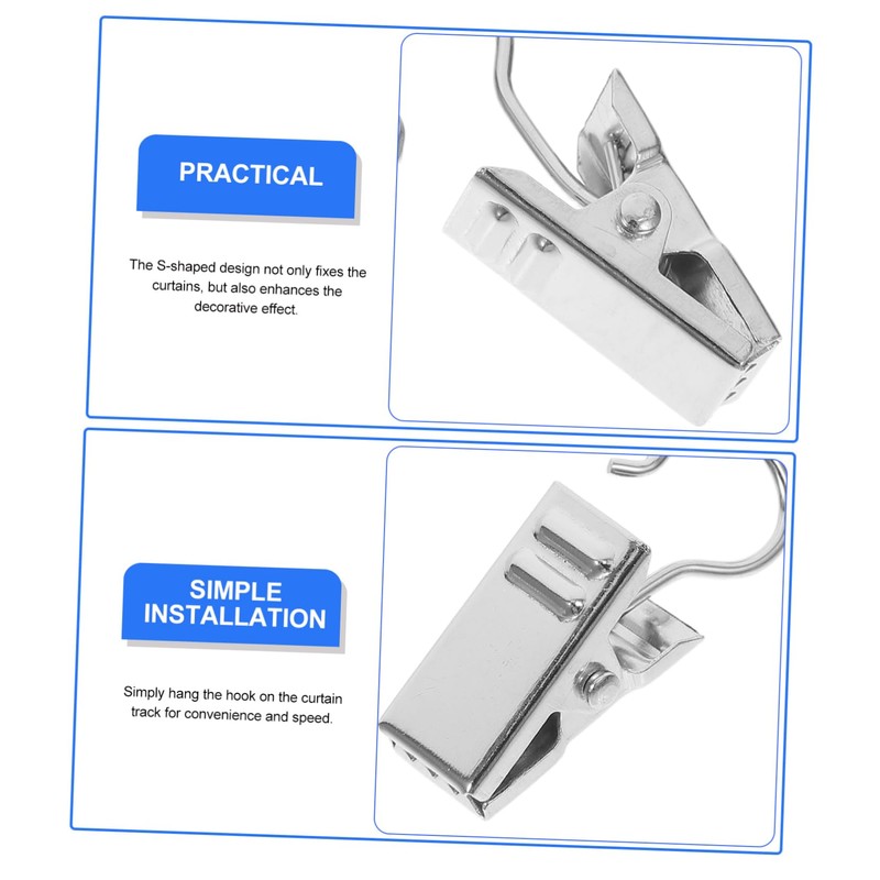 Operitacx 100pcs Clips and Hooks Heavy Duty Drapery Holdbacks for