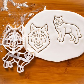 Set de 2 cortadores de galletas de lobo (diseños: cara y cuerpo), 2 piezas – Bakerlogy