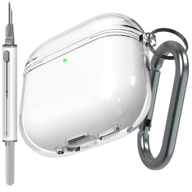 Veirrw Clear case Compatible with AirPods 4 with Active Noise Cancellation,Support iwatch and magsafe Charging,Anti-Yellowing Clear case for airpods 4th Generation case with Keychain and Cleaner Kit