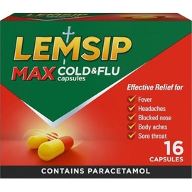 Lemsip Max Cold & Flu Lemon Capsules, 16 Capsules