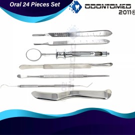 ODM German 24 PC Oral Dental Surgery Extracting Elevators Forceps Instrument Kit Set
