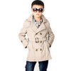 LJYH Big Boys' Classic Peacoat Hooded Children Fall Toggle Trench Dress Coats Beige 5-6 years